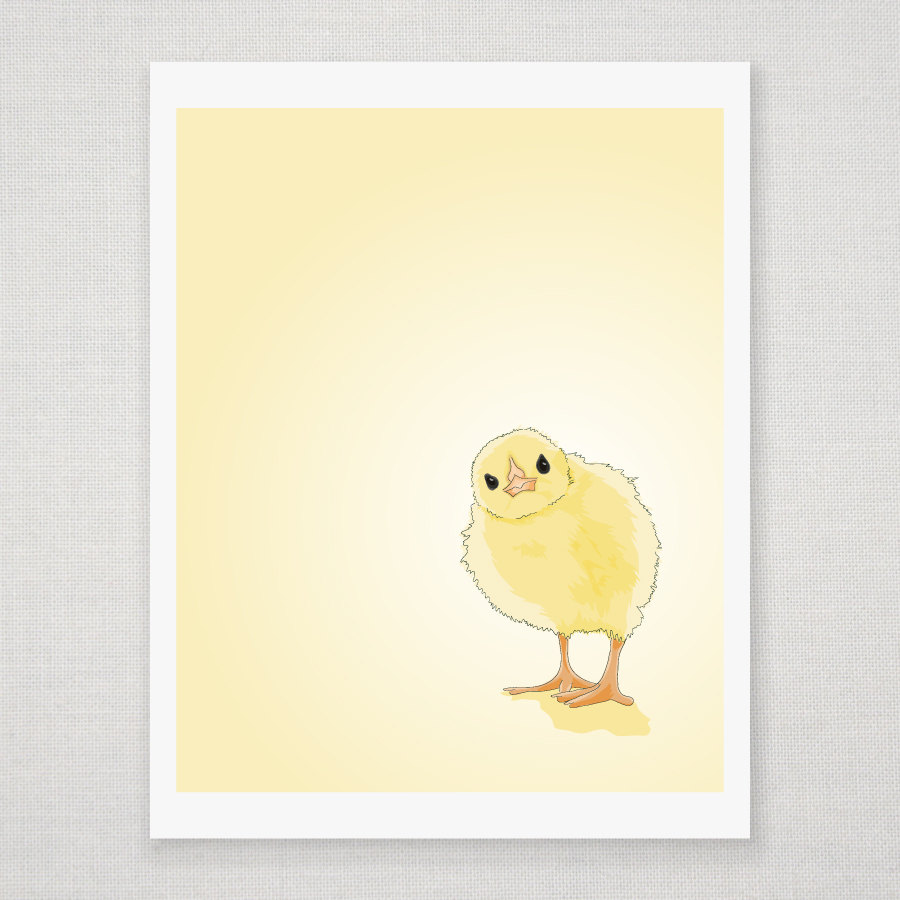 Spring Yellow Baby Chick - Illustrated Print - 8 x 10 Archival Matte