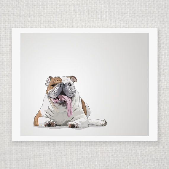 Humphrey the Bulldog - Illustrated Print - 5 x 7 Archival Matte