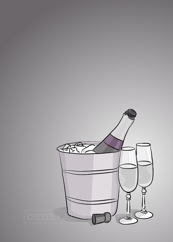 Purple Champagne - Illustrated Print - 8 x 10 Archival Matte